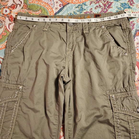 Y2K Rock Revival Cropped Cargo Pants | Taupe | Size 31 - Picture 6 of 11
